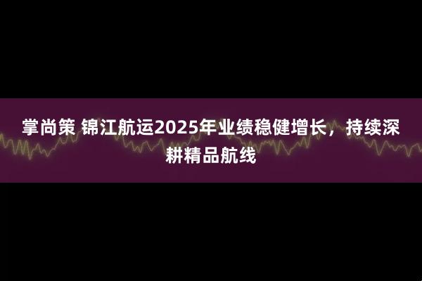 掌尚策 锦江航运2025年业绩稳健增长，持续深耕精品航线